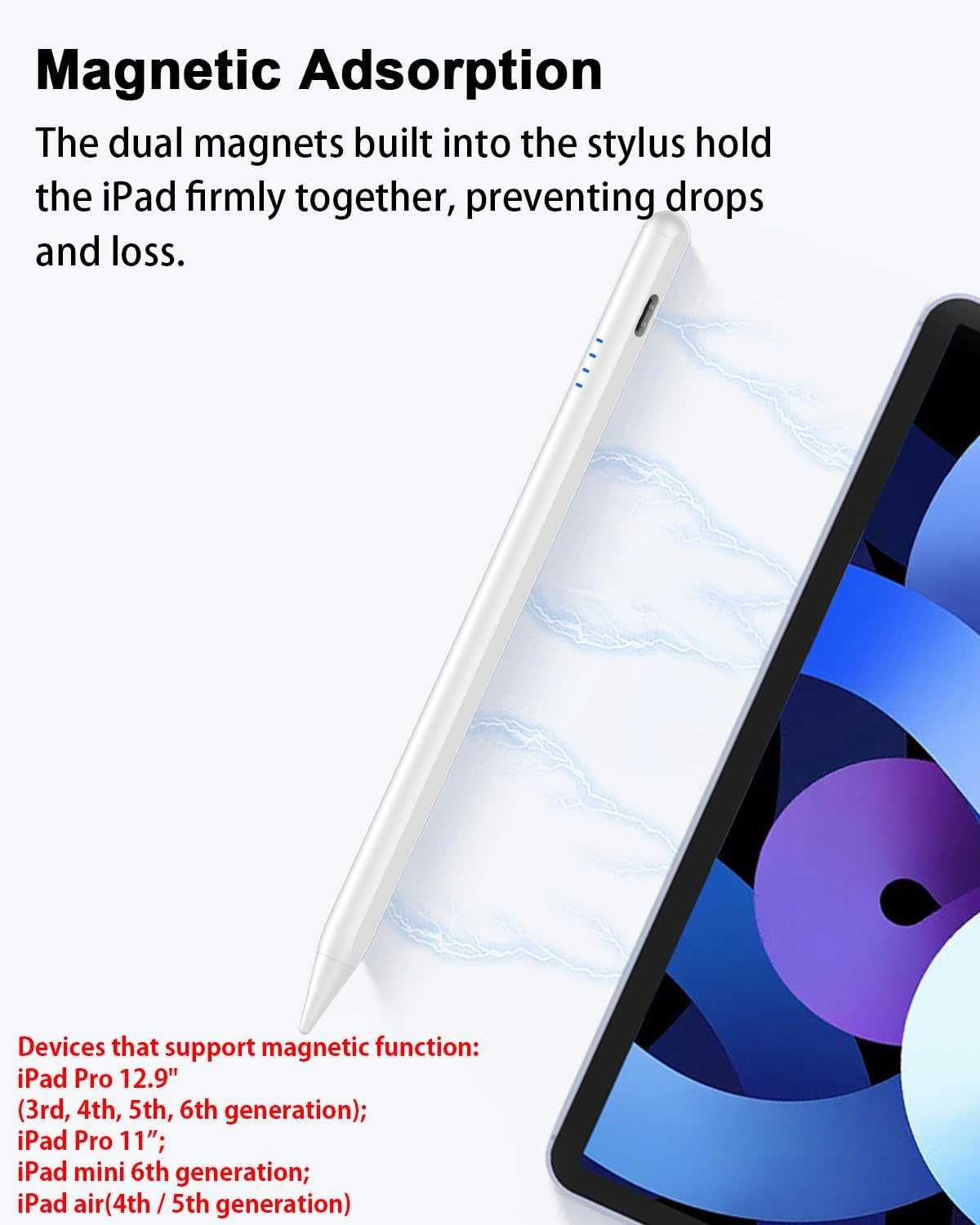 Стилус за iPad (2018-2025) Apple iPad 6/7/8/9/10/11(A16), (бял)