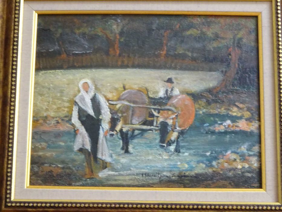 Tablou Rudolf Schweitzer-Cumpana ’Car cu boi’| Pictura pe carton