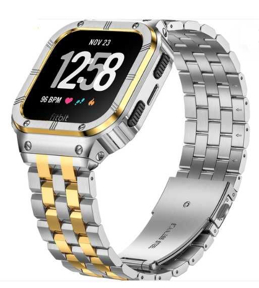 Carcasa si curea metal pentru Fitbit Sense 2, Versa 2 3 4