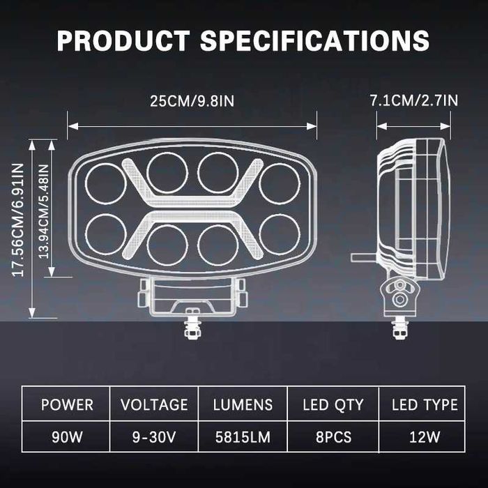 Оригинални Мощни LED Диодни Фарове Халогени за Ролбар на Камион Джип
