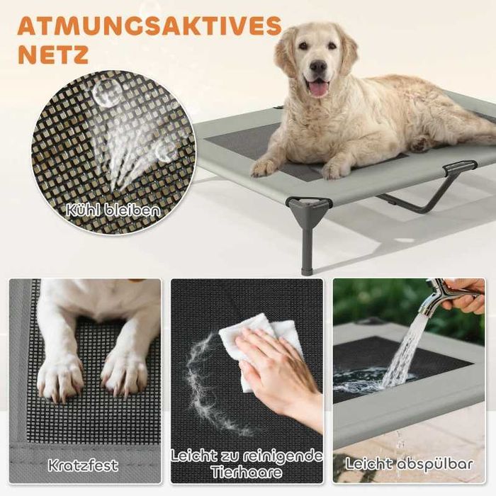 PawHut Външно кучешко легло с покрив, повдигнато кучешко легло