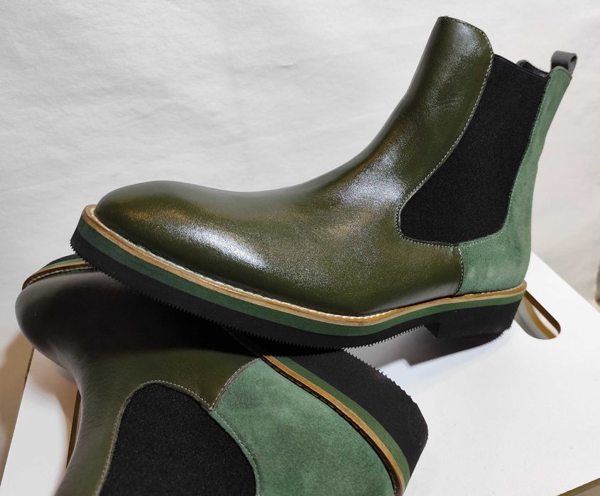 Ghete chelsea de lux 42.5 43 plain toe GIROTTI NOI piele naturala