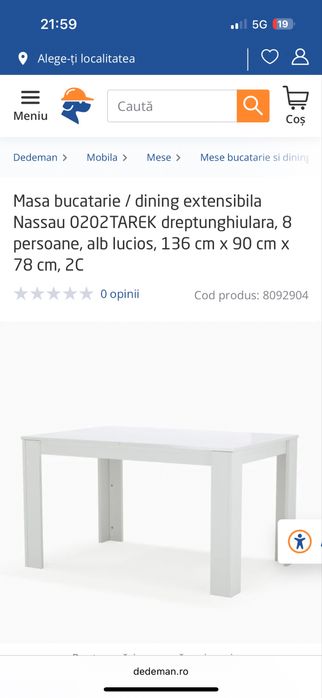 Masa extebsibila 8 persoane dedeman