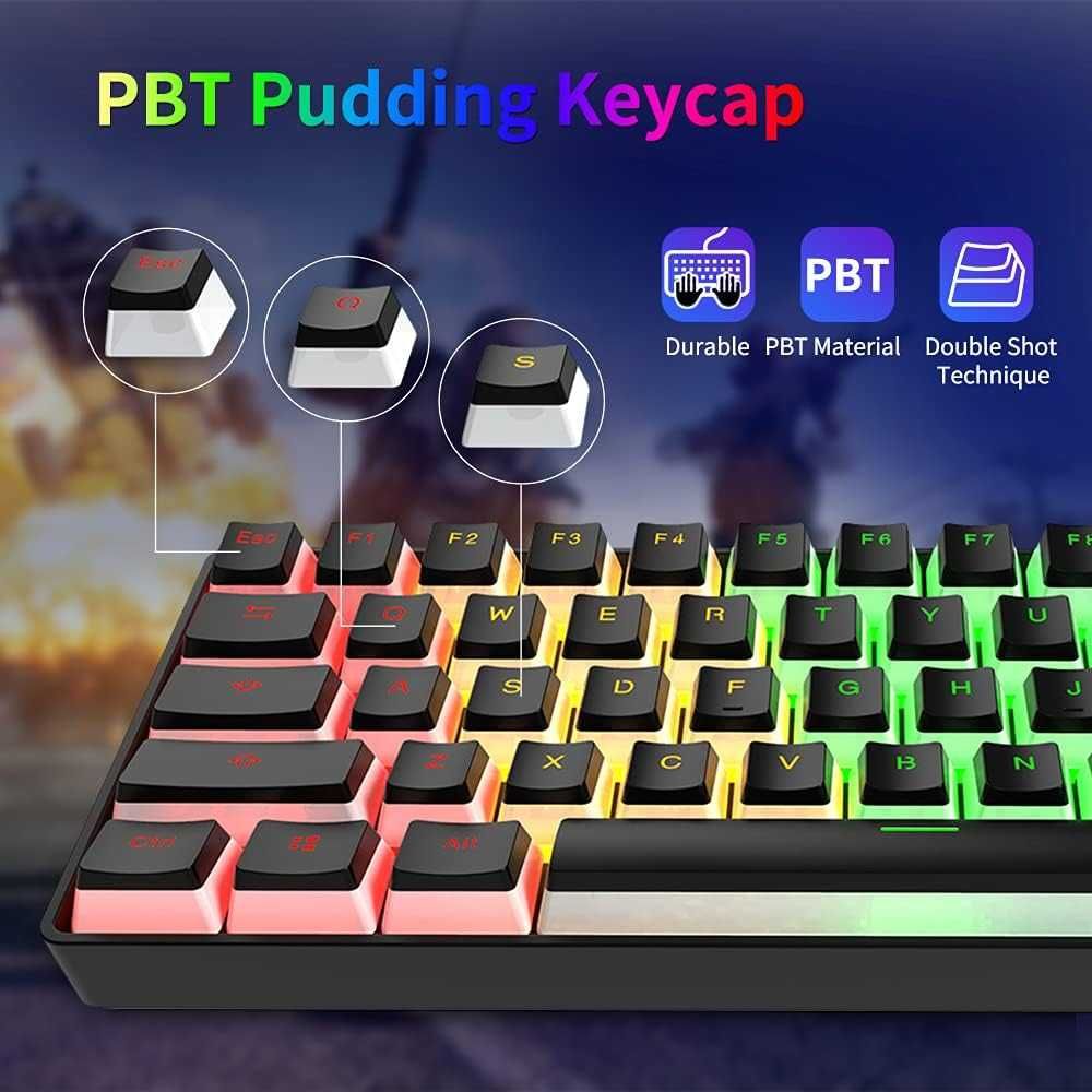 NACODEX Mini 60% tastatură mecanică - PBT Pudding Keycap Bluetooth 5.0