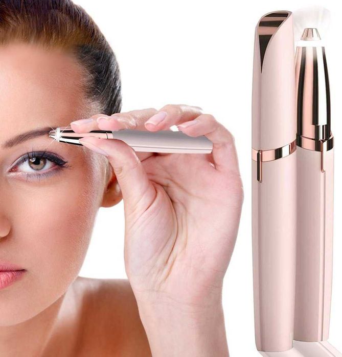 Дамски тример за вежди Flawless Brows, хипоалергенен, бял/златист