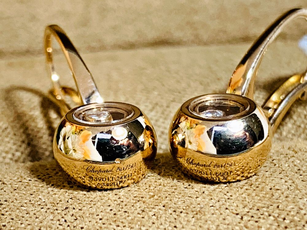 золотые серьги с бриллиантами от Chopard