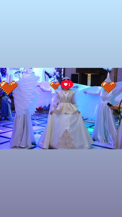 Шикарное платье на узату той с саукеле с фатой и диадемой