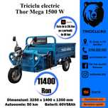 THOR MEGA 1000 KG triciclu electric nou 1500 W Agramix tuk-tuk