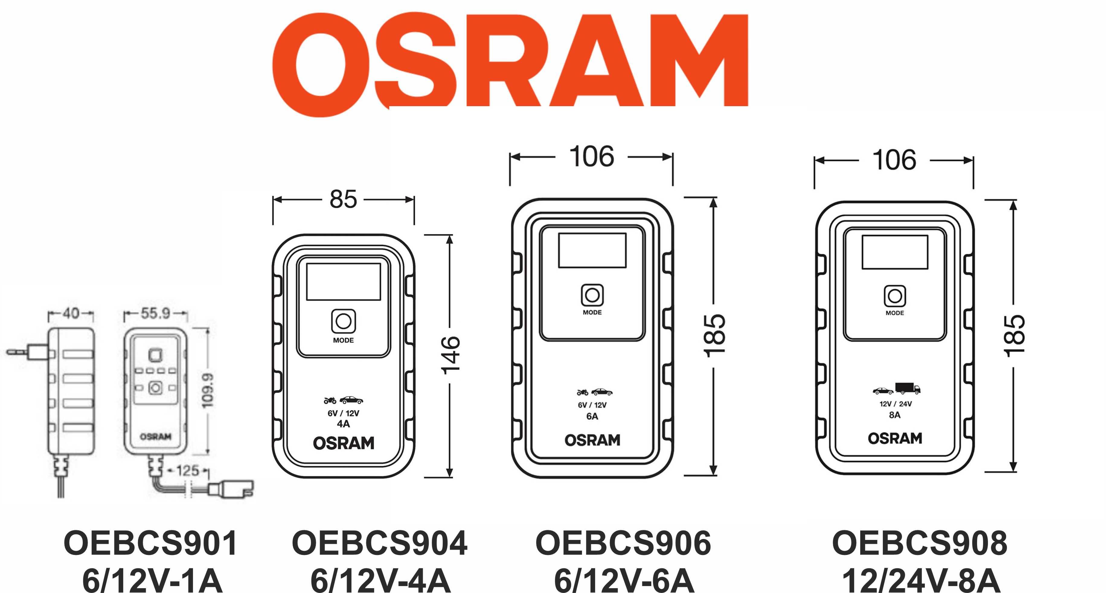 SМАRТ зарядни устройства за акумулатор OSRAM 6/12/24V - 1/4/6/8A