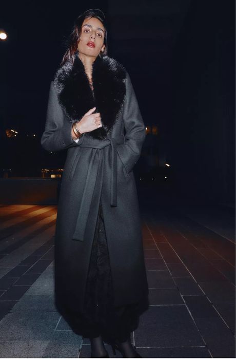 Палто ZARA с яка от косъм