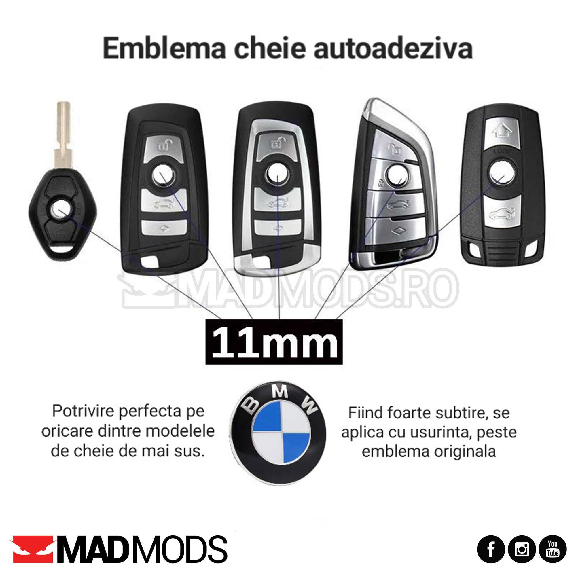 Set 2 buc emblema cheie BMW aluminiu seria 1 2 3 4 5 6 7 8 X i