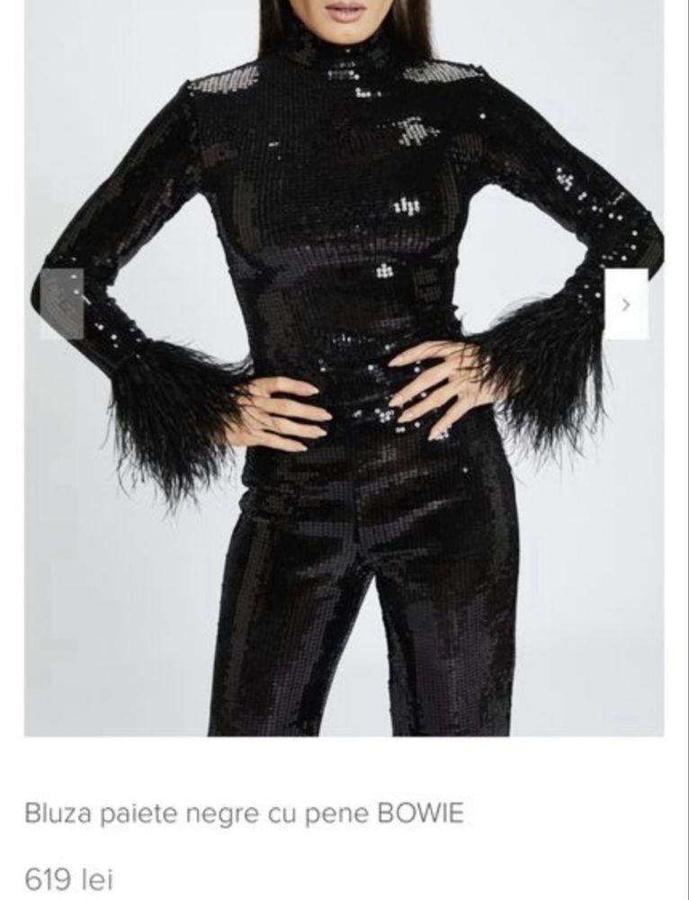 Bluza din paiete cu pene de strut Rhizome M