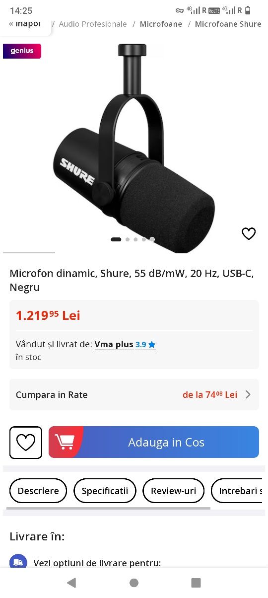 SHURE MV7X microfon profesional de podcast nou sigilat