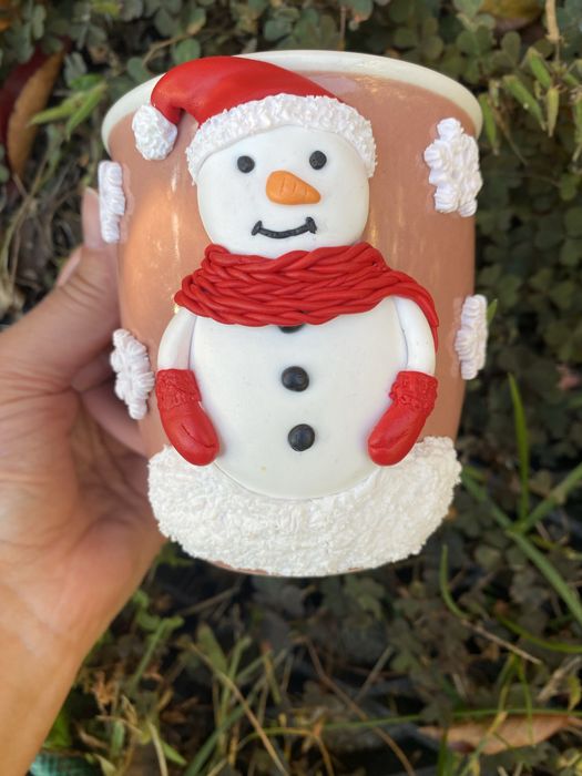 Cana decorata manual cu lut polimeric