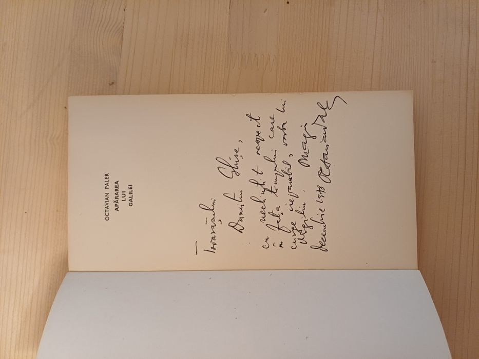 Octavian Paler, Apararea lui Galilei, cu dedicatie, semnatura autograf