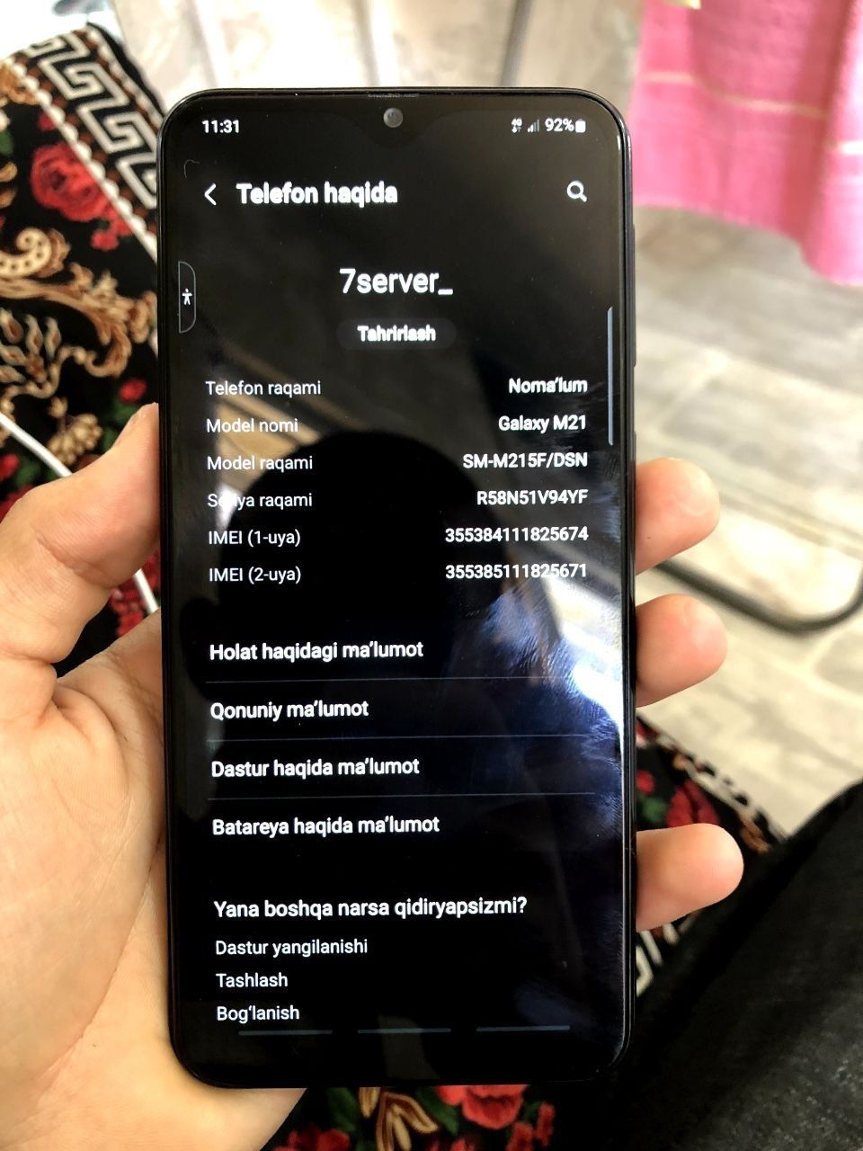 Samsung galaxy M21 birinchi qo'l