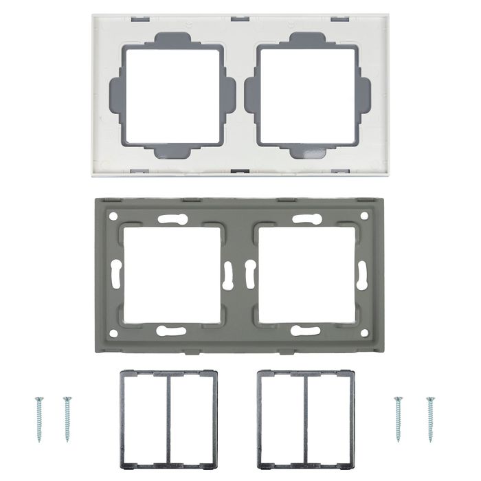 Rama dubla PNI RM202W din sticla pentru prize PNI
