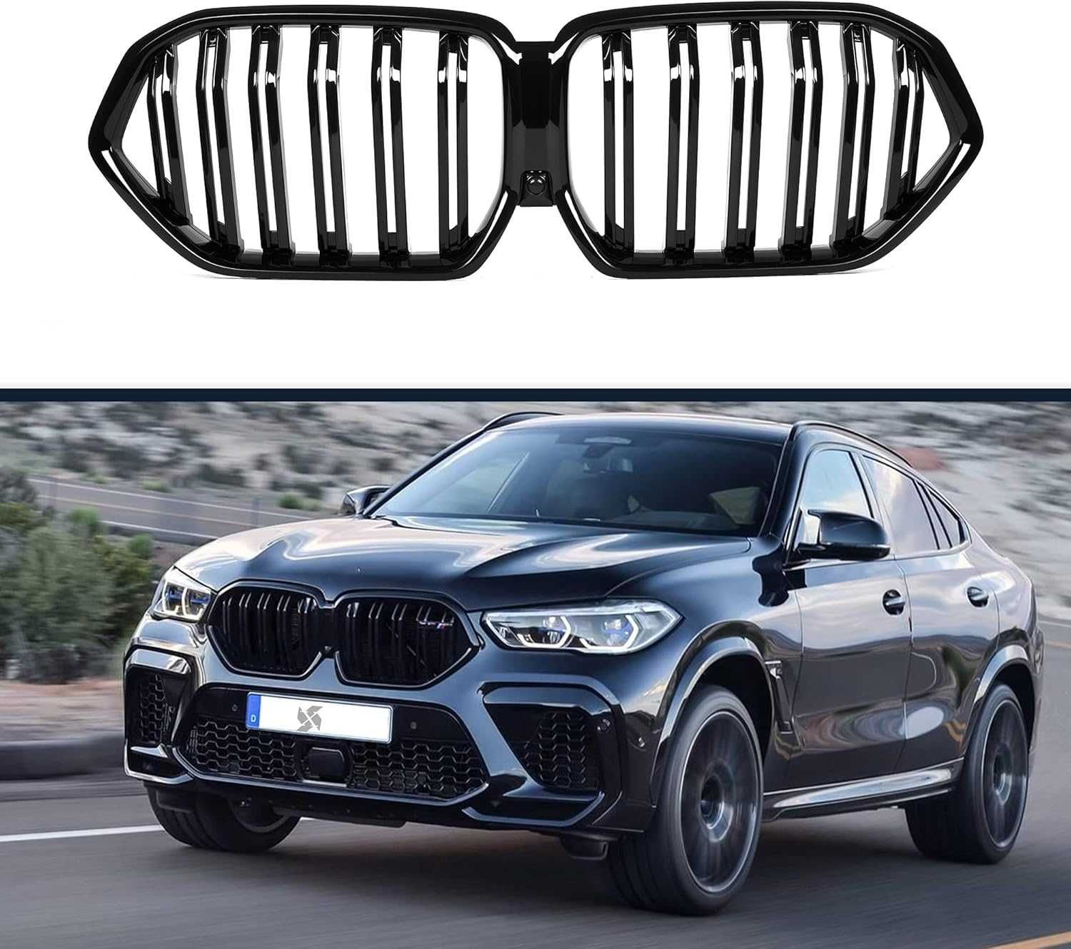 Двойни Решетки M Бъбреци за BMW X6 G06 БМВ Черен Гланц