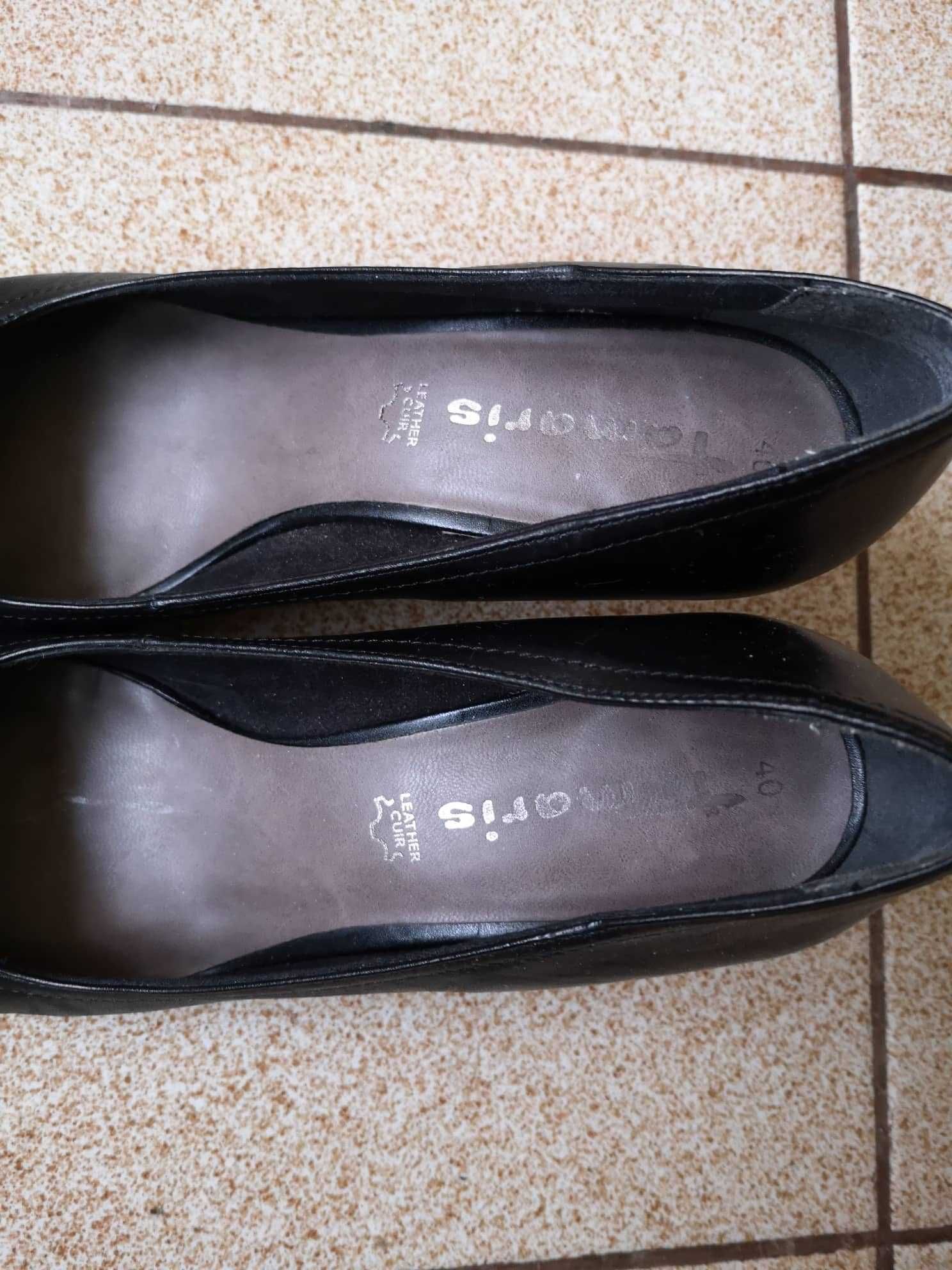 Официални черни обувки Тамарис от естествена кожа