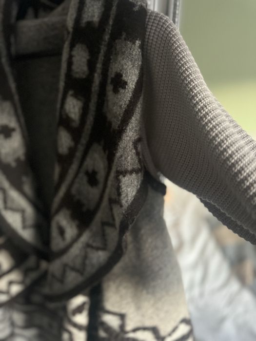 Cardigan din lana cu maneci tricotate bumbac