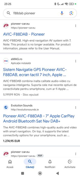 CD Dvd navigatie auto high end Pioneer Avic f88dab Bluetooth