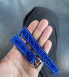 Curea Handmade din Piele de Crocodil Albastră cu Sistem Quick Release