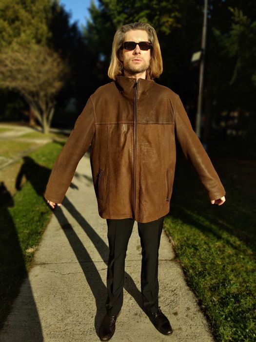 Geaca piele naturala vitel barbati Maro 2XL - XXL -3XL 54-56  C&A NOUA