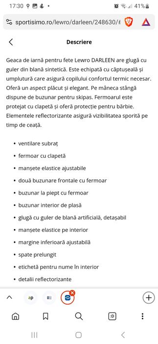 Geaca de iarnă pentru fete, ca noua!