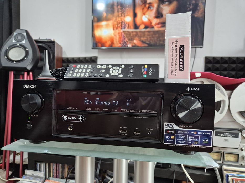 Denon AVR X1400H Receiver Dolby Atmos HDMI Arc Wifi Heos