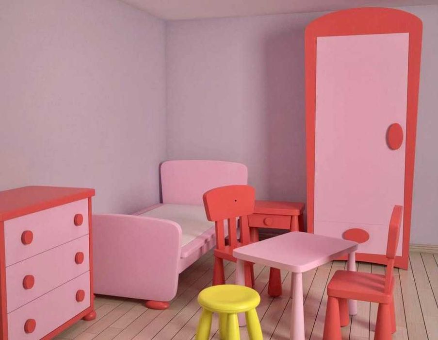 IKEA MAMMUT гардероб и легло с матрак - розови