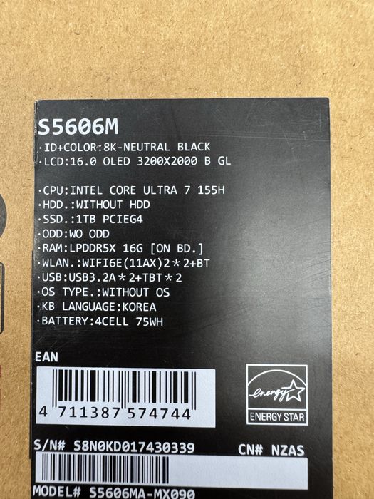 Asus vivobook s5606m ultra7-155H 16/1Tb экран 16 OLED 3k