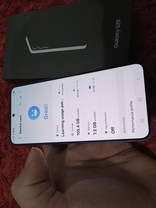 -Samsung S25, Blue Titan, 128Gb, 12Ram, Bat: 100%, 78 cicluri incarcar