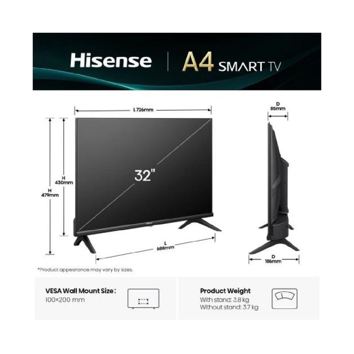 Нов DLED телевизор Hisense 32A4Q 32"