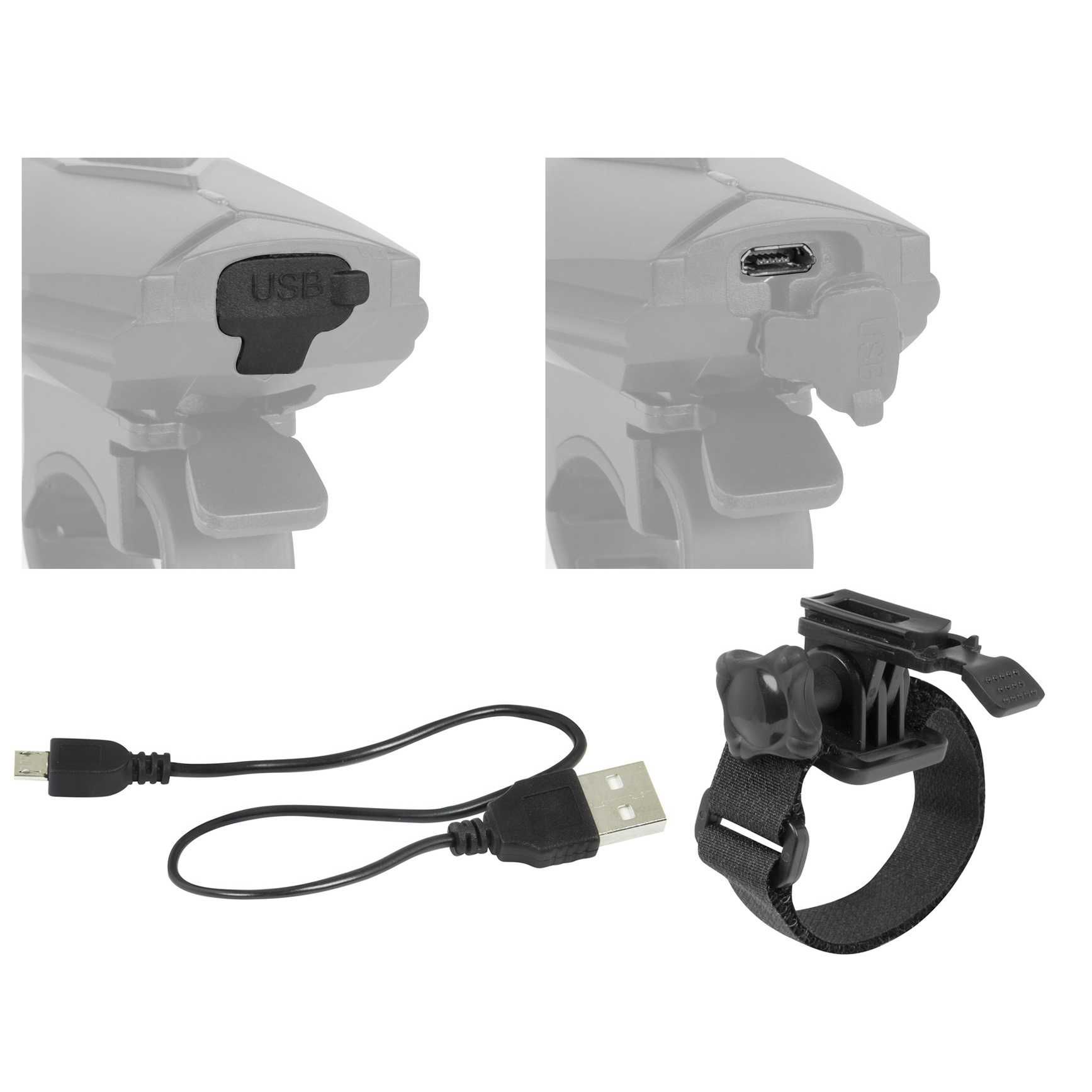 Предна LED светлина за велосипед FORCE CASS 300Lum, Фар, USB, Черна
