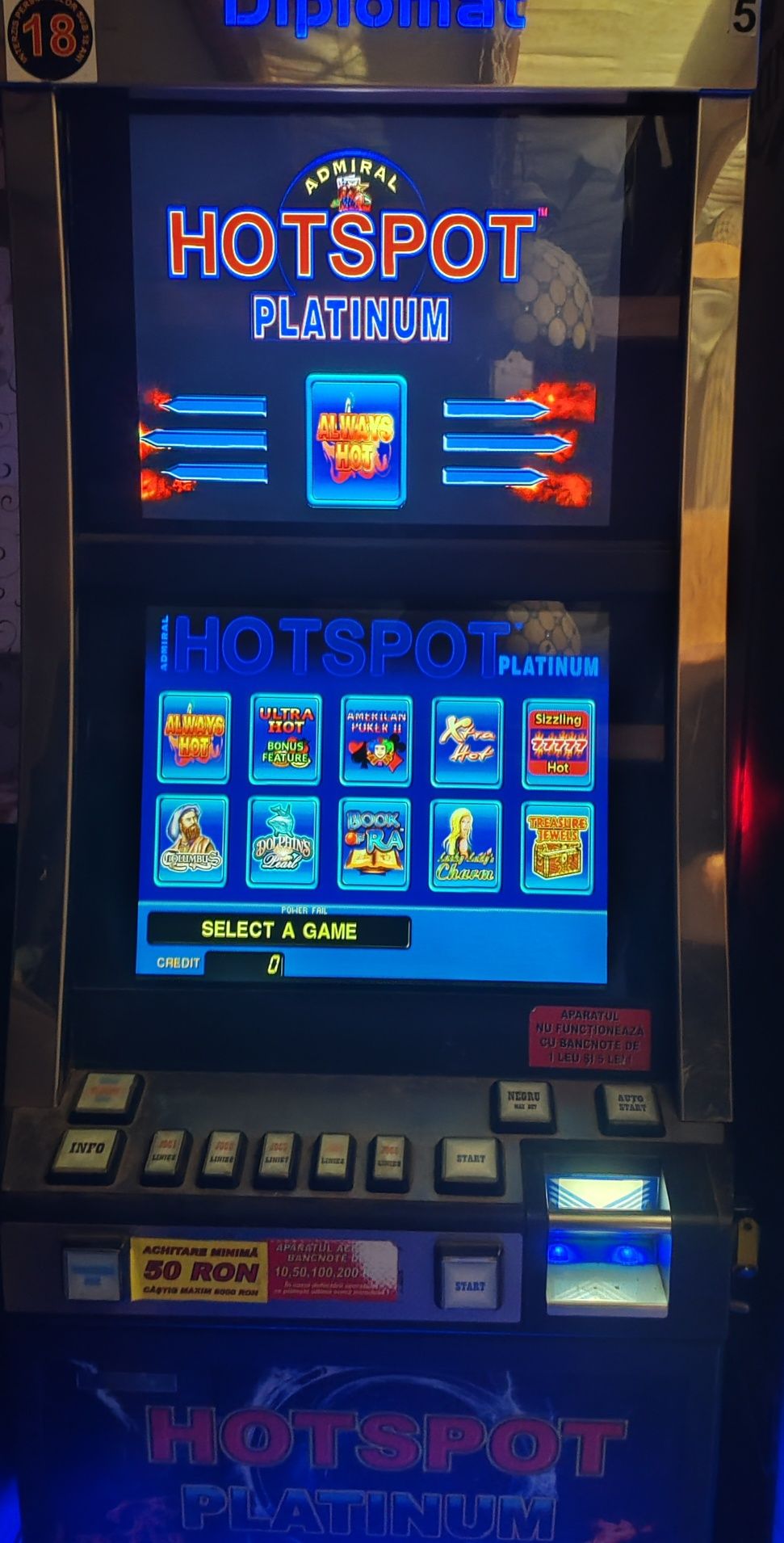Aparat Slot Machine / Păcănele Diplomat HOTSPOT PLATINUM - 10 Jocuri,