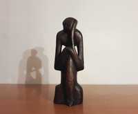 Statueta africana veche „Ganditorul” | lemn exotic sculptat