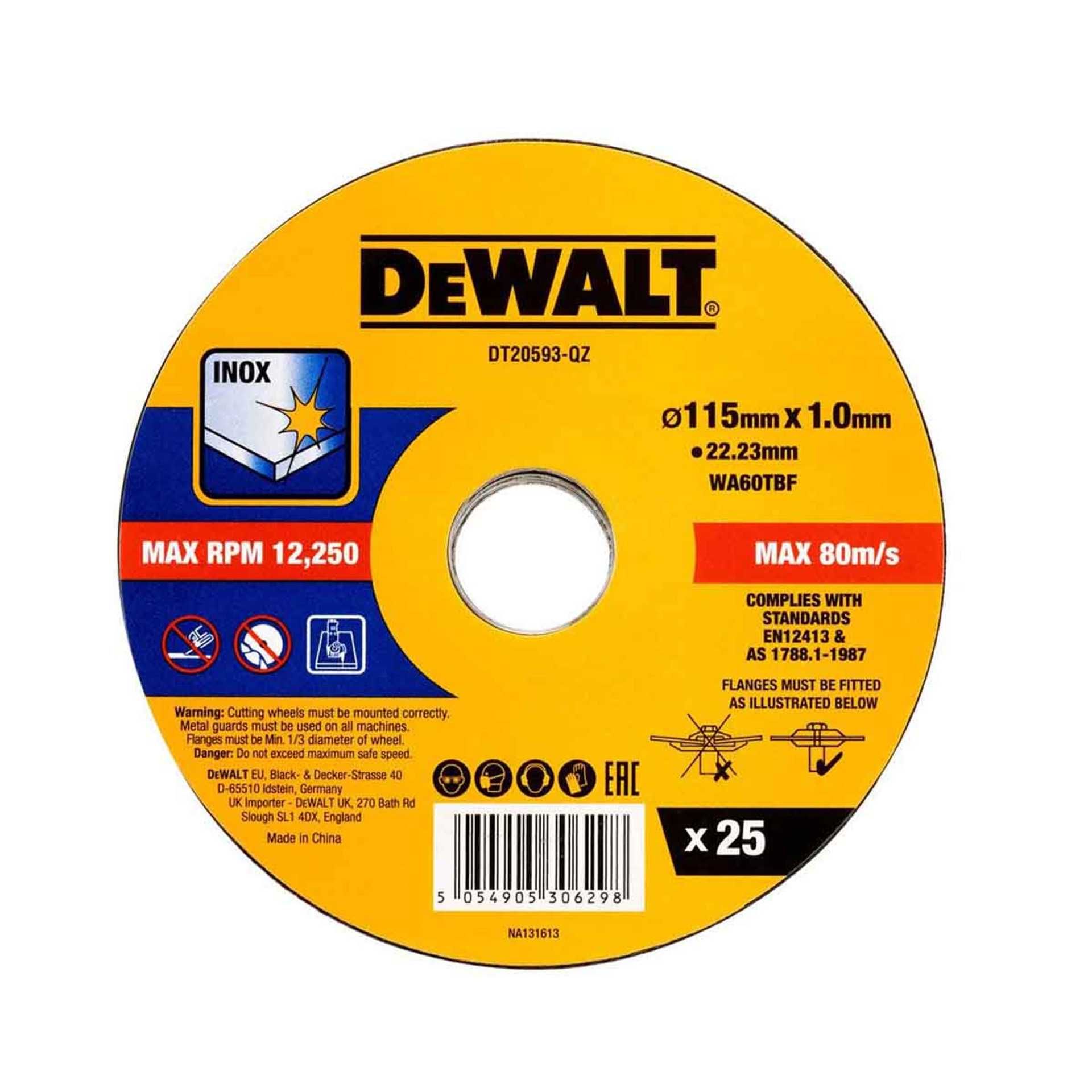 DeWalt Discuri de tăiere metalelor Discs 115 x 1.0 x 22.23mm(25 Pack)