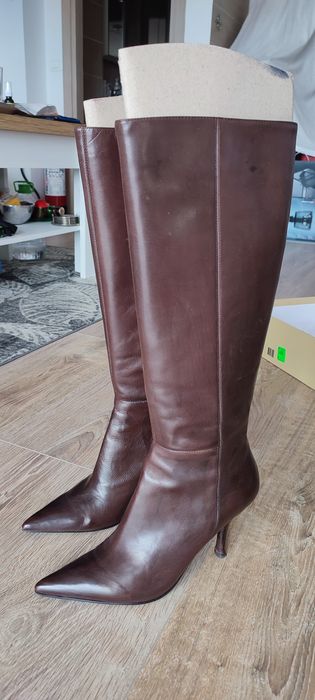 Cizme cu toc piele maro Nine West aduse din SUA