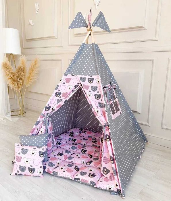 Вигвам детский Румка с мягким ковриком и двумя подушками