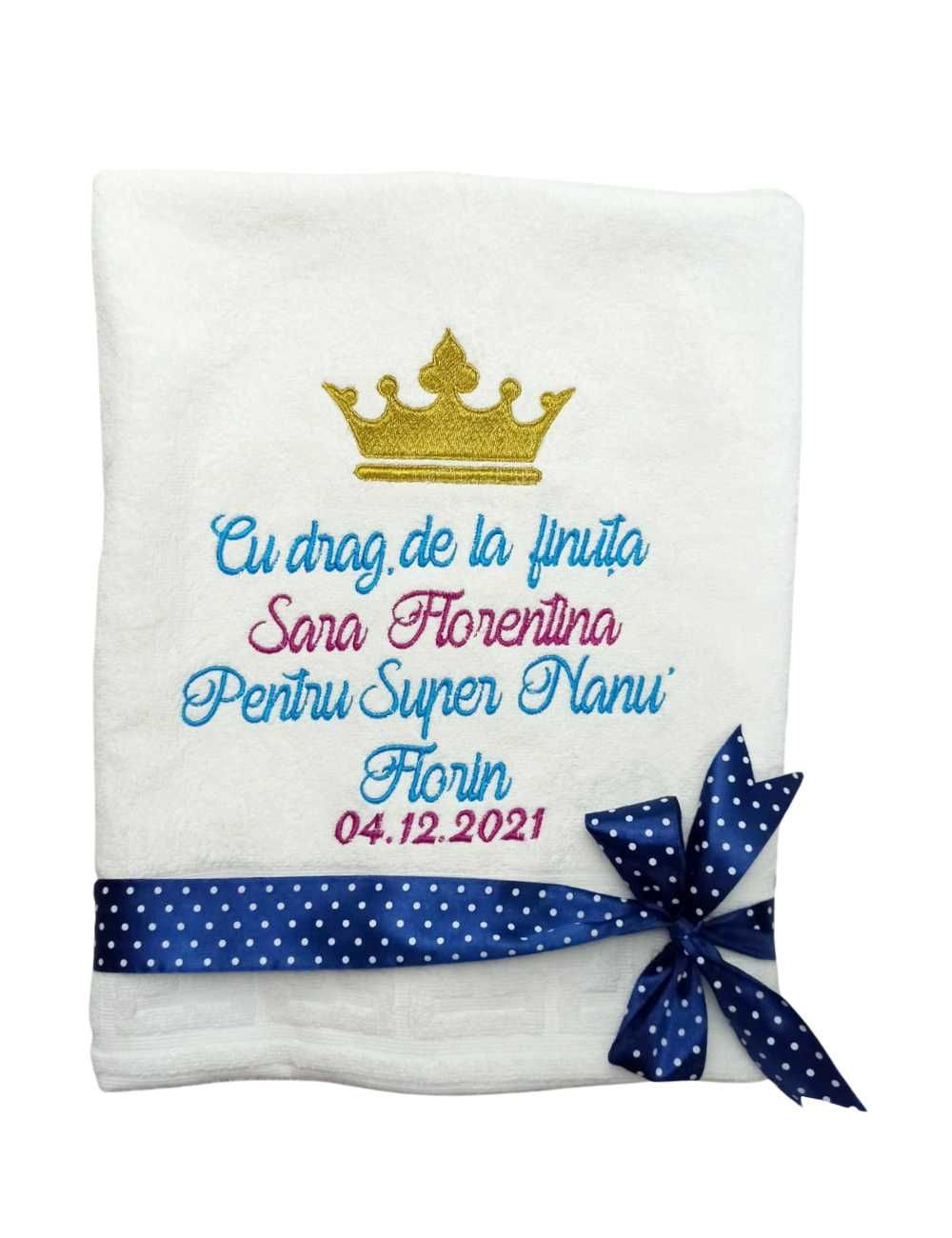 Set prosoape mari de baie, cadou nasi, personalizate prin broderie