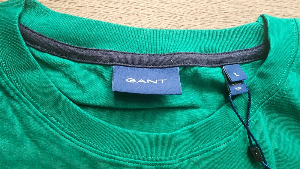 Tricou Gant, verde, logo supradimensionat ,L nou cu eticheta