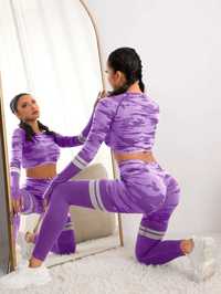 HOT! Compleu sport dama, flexibil, model deosebit, Camuflaj mov