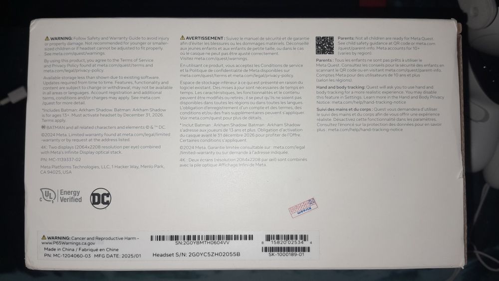 Meta quest 3, 512gb 4k + batman
