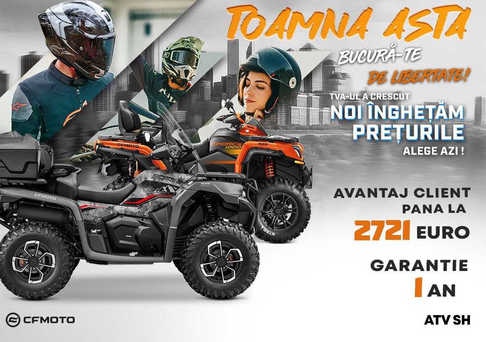 ATV, Motociclete, SXS SH in Rate/Leasing (CFMOTO,KTM,Husqvarna)