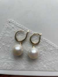 Cercei aur 14 k cu perle albe Edison