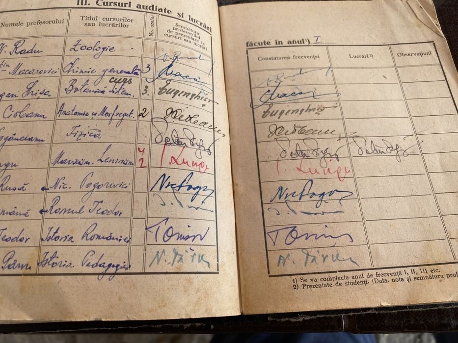 Carnet studentesc 1946 Universitatea Babes