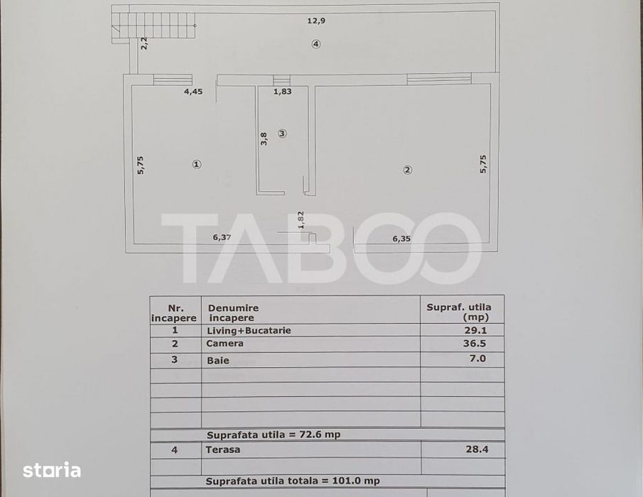 Apartament 2 camere decomandat 73 mp utili + terasa 28 mp nou 2025