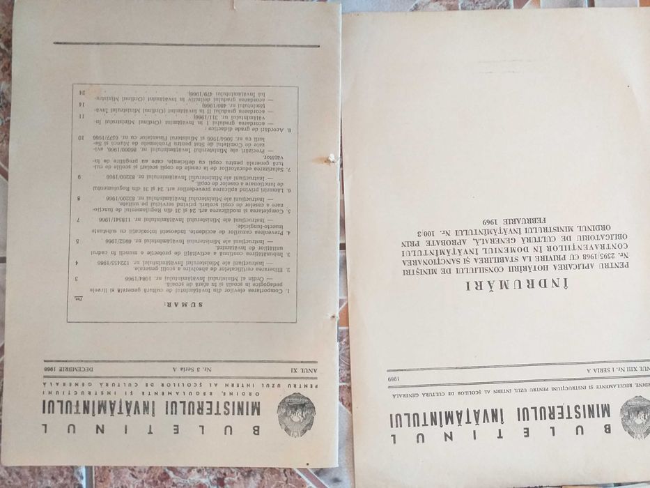 22 Buletine Oficiale Ministerului Invățământ. Rep.Soc Rom.vechi 70 ani