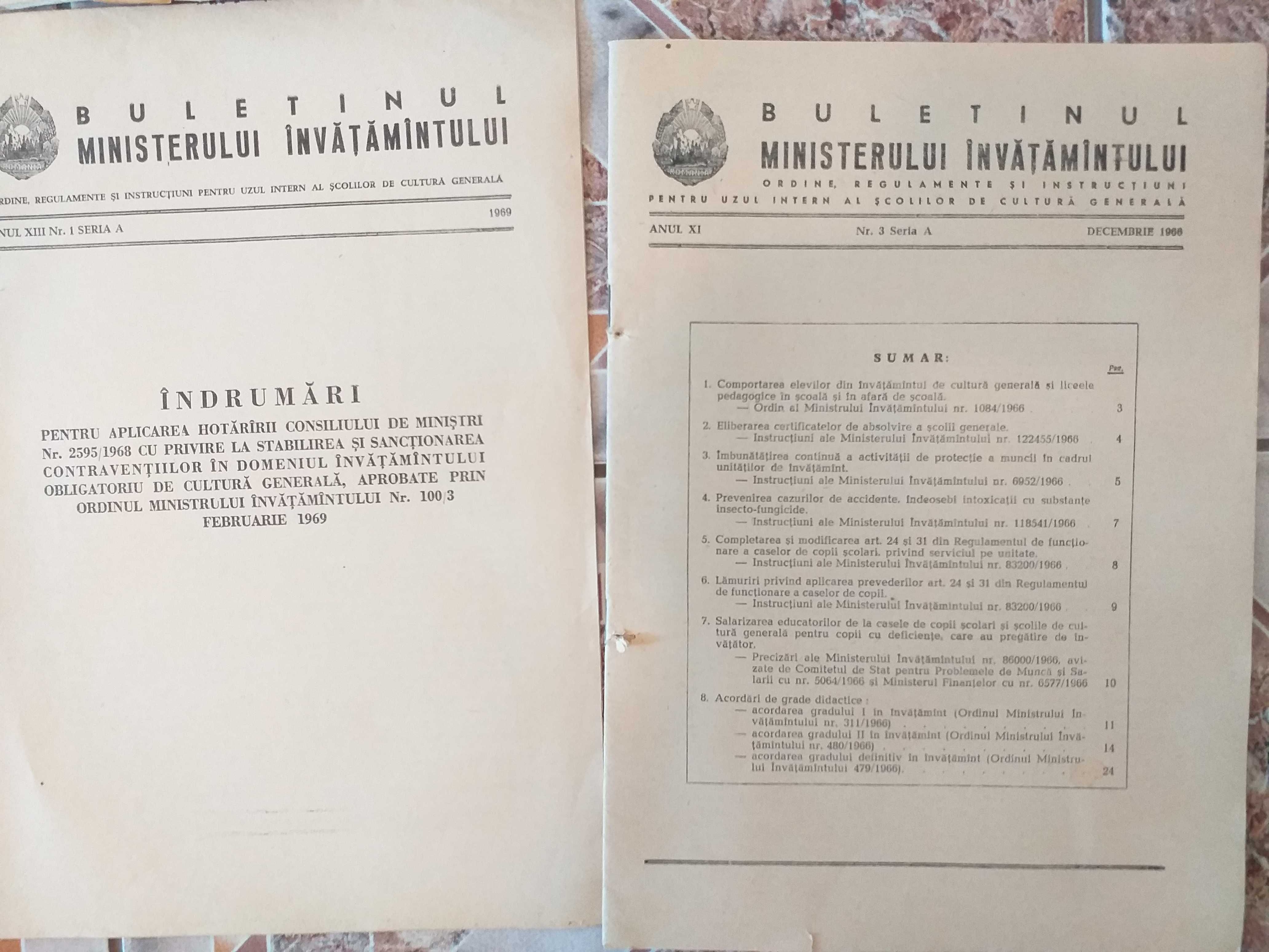 22 Buletine Oficiale Ministerului Invățământ. Rep.Soc Rom.vechi 70 ani