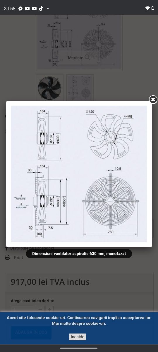 Ventilator industrial axial de aspiratie: YWF4E-630S produs de Weiguan